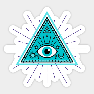 All Seeing eye - light blue with light blue eye Sticker